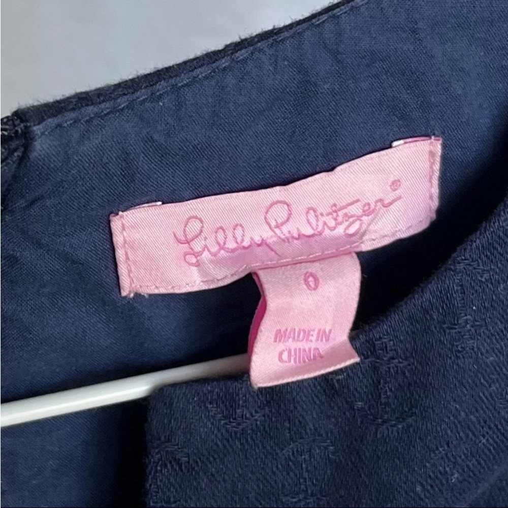 Lilly Pulitzer Augusta Shift Dress Sz 0 Applique Anchors Nautical Navy Gold EUC - Picture 6 of 15